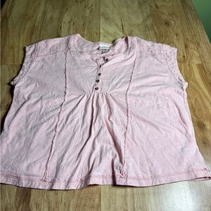 Knox Rose Light Pink Cotton Short Sleeve Peasant Stretch Top Womens Size XL